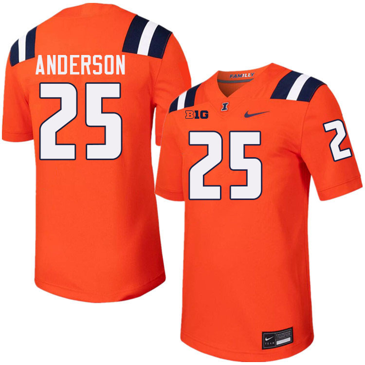 Men #25 Jordan Anderson Illinois Fighting Illini College Football Jerseys Stitched-Orange